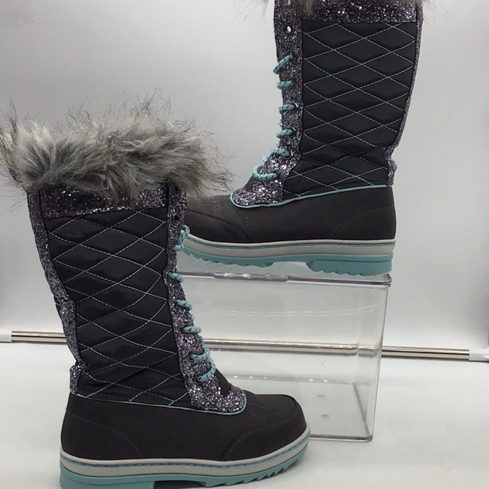 Justice Blue/Gray Faux Fur Snow Boot